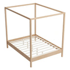 Lit à baldaquin en bois massif, cadre de lit plateforme avec sommier à lattes en bois pour chambre à coucher, sans sommier tapissier nécessaire