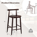 Ensemble de 2 ou 4 tabourets de bar Costway en bois d'acacia