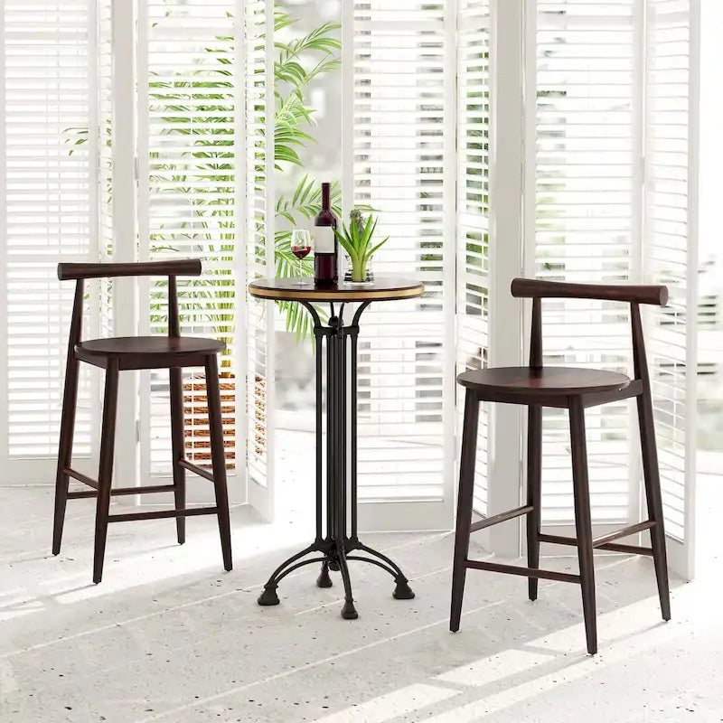 Ensemble de 2 ou 4 tabourets de bar Costway en bois d'acacia