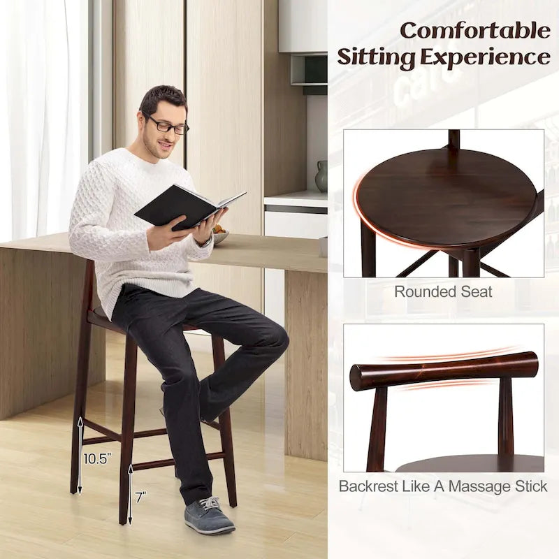 Ensemble de 2 ou 4 tabourets de bar Costway en bois d'acacia