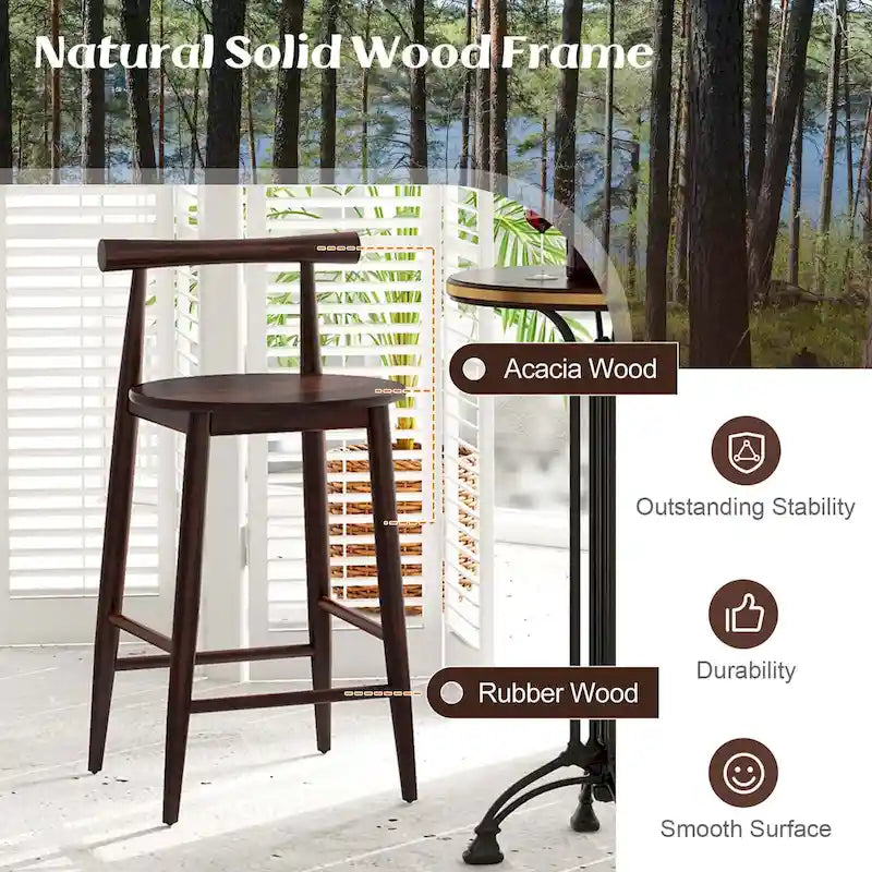 Ensemble de 2 ou 4 tabourets de bar Costway en bois d'acacia