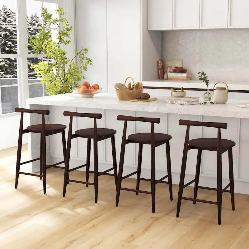 Ensemble de 2 ou 4 tabourets de bar Costway en bois d'acacia