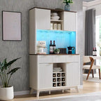 Meuble bar à vin 72, meuble bar à café moderne en bois avec éclairage LED - Non disponible