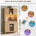 Meuble bar à vin 72, meuble bar à café moderne en bois avec éclairage LED - Non disponible