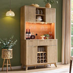 Meuble bar à vin 72, meuble bar à café moderne en bois avec éclairage LED - Non disponible