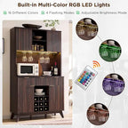 Meuble bar à vin 72, meuble bar à café moderne en bois avec éclairage LED - Non disponible