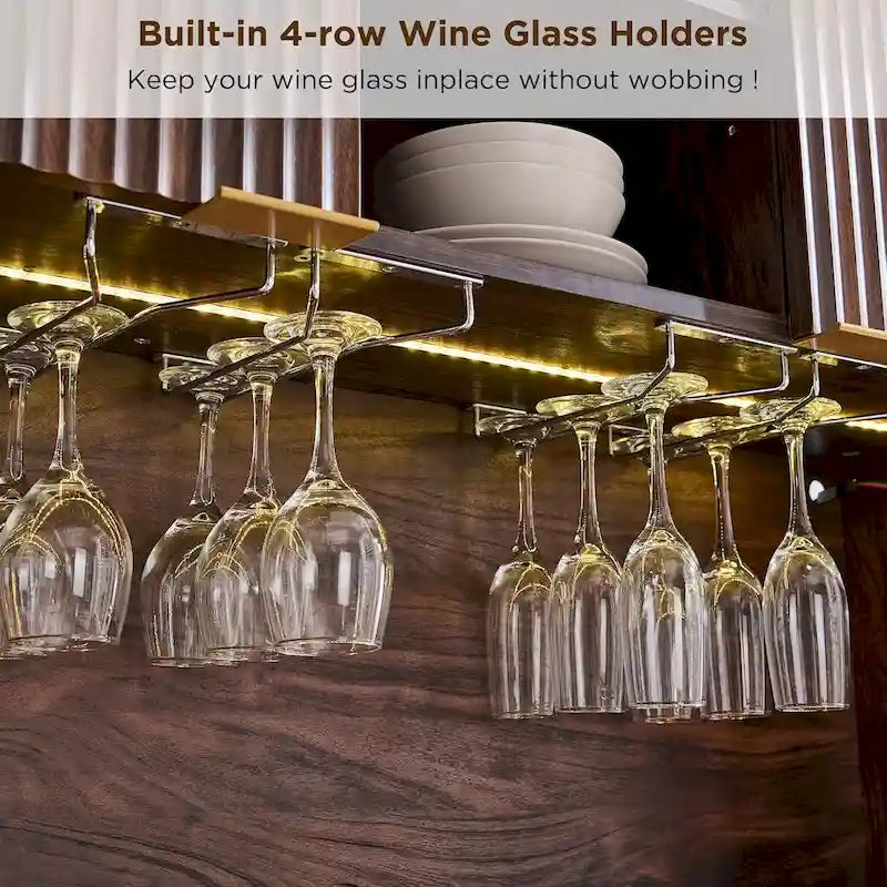 Meuble bar à vin 72, meuble bar à café moderne en bois avec éclairage LED - Non disponible