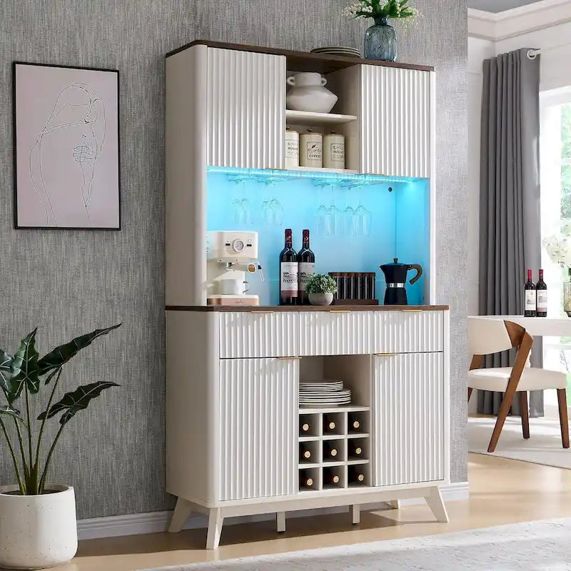 Meuble bar à vin 72, meuble bar à café moderne en bois avec éclairage LED - Non disponible