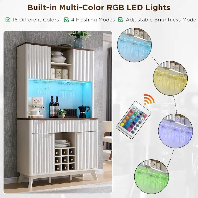 Meuble bar à vin 72, meuble bar à café moderne en bois avec éclairage LED - Non disponible
