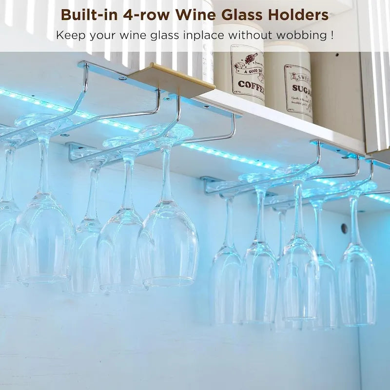 Meuble bar à vin 72, meuble bar à café moderne en bois avec éclairage LED - Non disponible