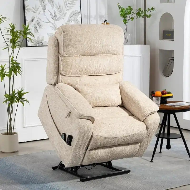 Fauteuil releveur électrique Deluxe à double moteur, longueur 190 cm, 100 % polyester, massage/chauffage, montage facile