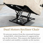 Fauteuil releveur électrique Deluxe à double moteur, longueur 190 cm, 100 % polyester, massage/chauffage, montage facile