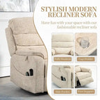 Fauteuil releveur électrique Deluxe à double moteur, longueur 190 cm, 100 % polyester, massage/chauffage, montage facile