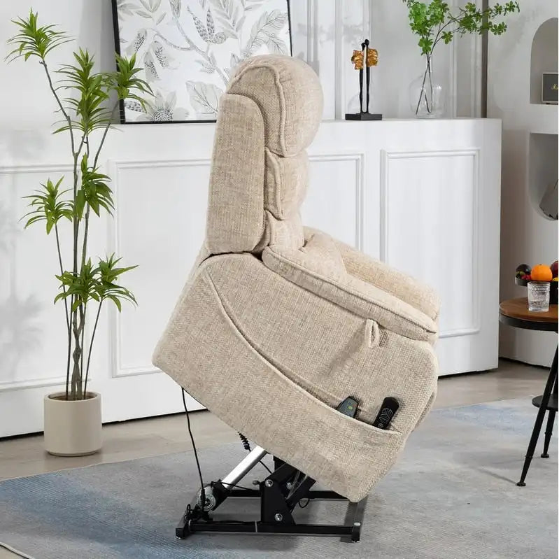 Fauteuil releveur électrique Deluxe à double moteur, longueur 190 cm, 100 % polyester, massage/chauffage, montage facile