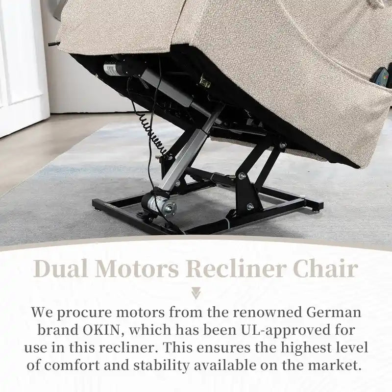 Fauteuil releveur électrique Deluxe à double moteur, longueur 190 cm, 100 % polyester, massage/chauffage, montage facile