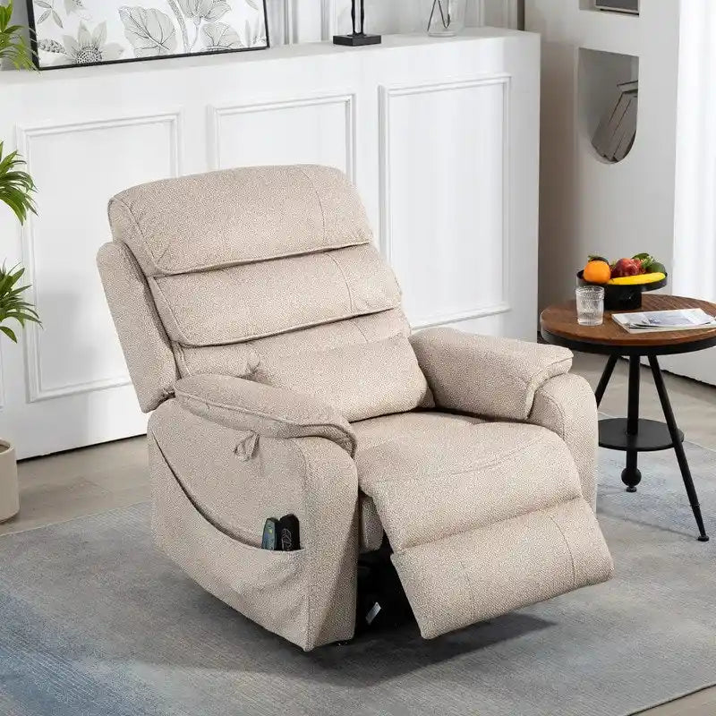 Fauteuil releveur électrique Deluxe à double moteur, longueur 190 cm, 100 % polyester, massage/chauffage, montage facile
