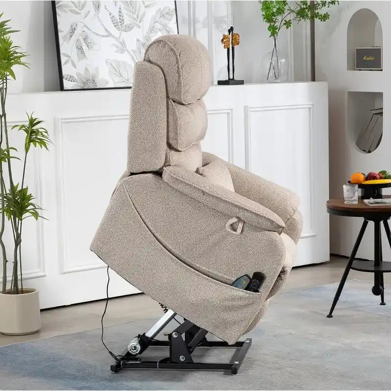 Fauteuil releveur électrique Deluxe à double moteur, longueur 190 cm, 100 % polyester, massage/chauffage, montage facile