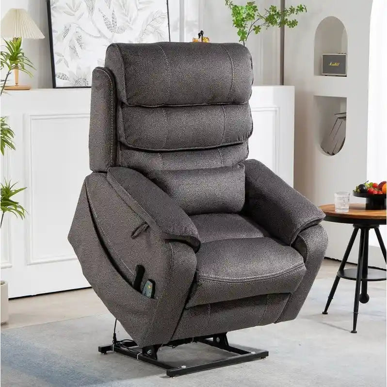 Fauteuil releveur électrique Deluxe à double moteur, longueur 190 cm, 100 % polyester, massage/chauffage, montage facile