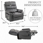 Fauteuil releveur électrique Deluxe à double moteur, longueur 190 cm, 100 % polyester, massage/chauffage, montage facile