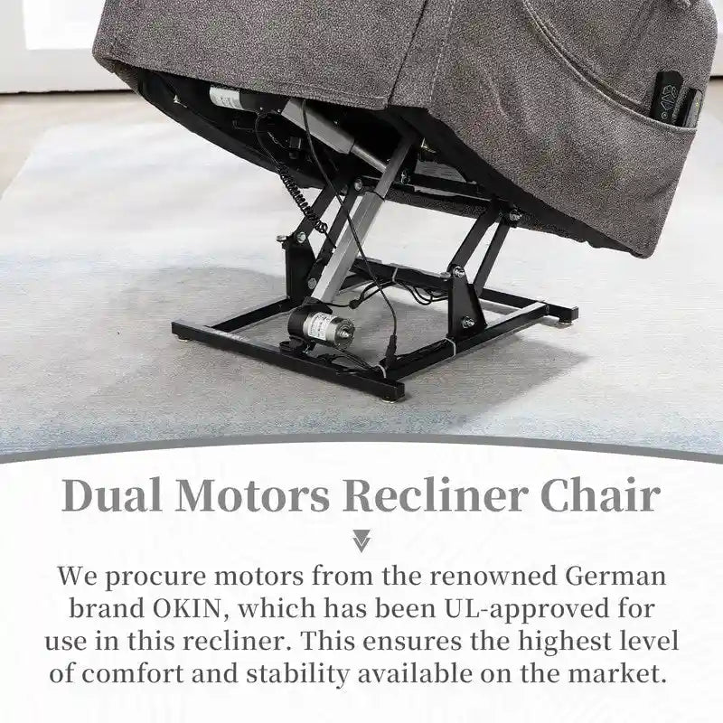 Fauteuil releveur électrique Deluxe à double moteur, longueur 190 cm, 100 % polyester, massage/chauffage, montage facile