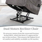 Fauteuil releveur électrique Deluxe à double moteur, longueur 190 cm, 100 % polyester, massage/chauffage, montage facile
