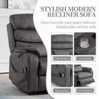 Fauteuil releveur électrique Deluxe à double moteur, longueur 190 cm, 100 % polyester, massage/chauffage, montage facile