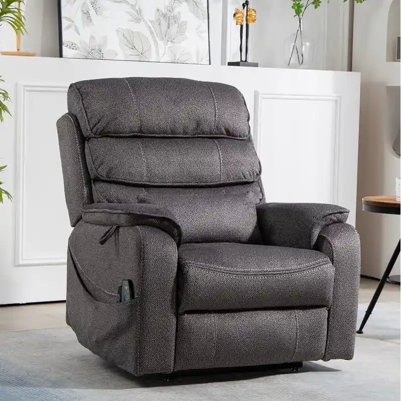 Fauteuil releveur électrique Deluxe à double moteur, longueur 190 cm, 100 % polyester, massage/chauffage, montage facile