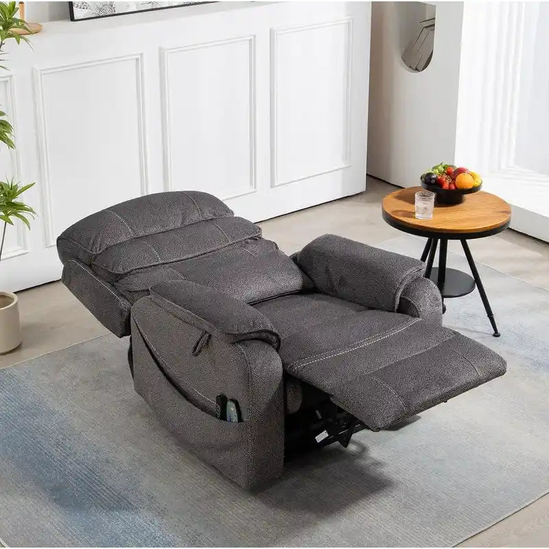 Fauteuil releveur électrique Deluxe à double moteur, longueur 190 cm, 100 % polyester, massage/chauffage, montage facile