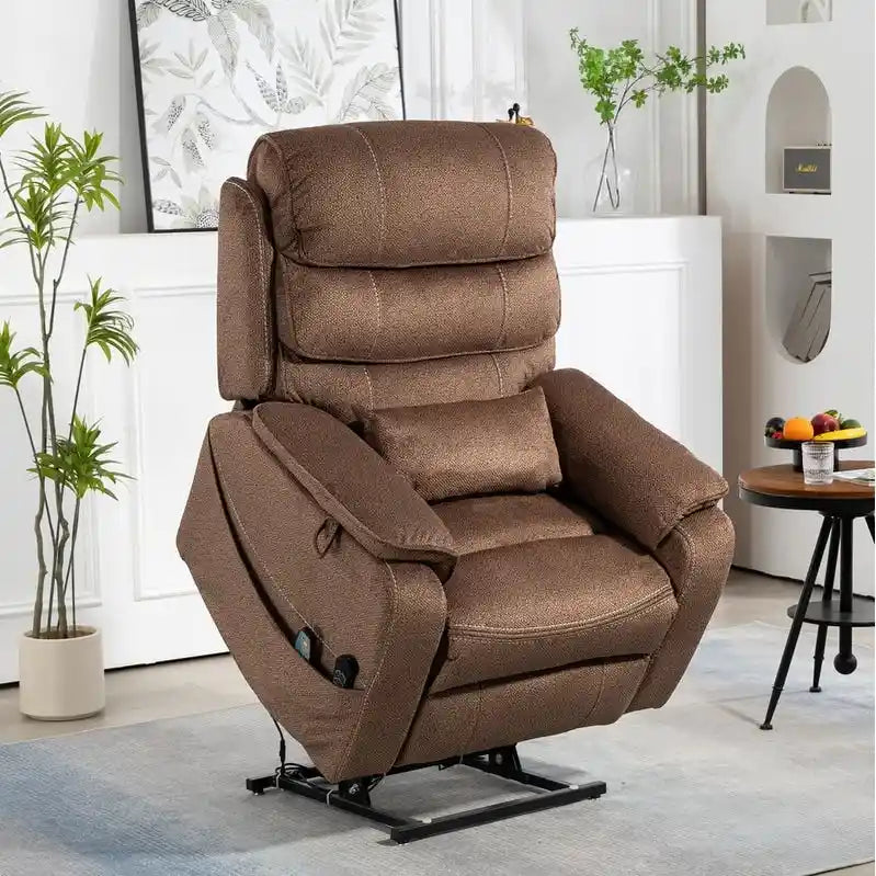 Fauteuil releveur électrique Deluxe à double moteur, longueur 190 cm, 100 % polyester, massage/chauffage, montage facile