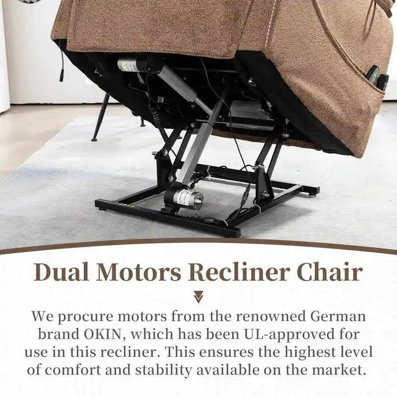 Fauteuil releveur électrique Deluxe à double moteur, longueur 190 cm, 100 % polyester, massage/chauffage, montage facile