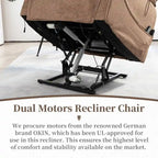 Fauteuil releveur électrique Deluxe à double moteur, longueur 190 cm, 100 % polyester, massage/chauffage, montage facile
