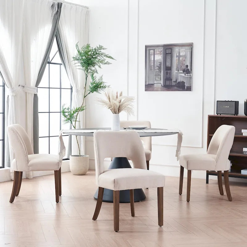 Ensemble de 4 chaises de salle à manger recouvertes de tissu