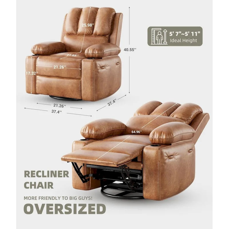 Fauteuils inclinables pivotants à 360° surdimensionnés avec fonction chauffante et massante