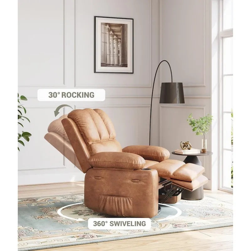 Fauteuils inclinables pivotants à 360° surdimensionnés avec fonction chauffante et massante