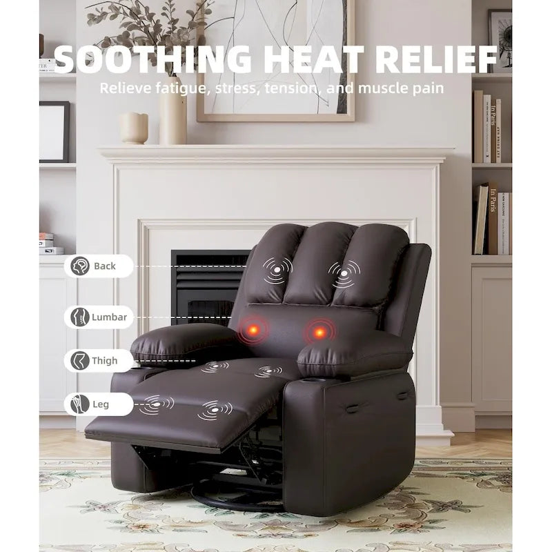 Fauteuils inclinables pivotants à 360° surdimensionnés avec fonction chauffante et massante