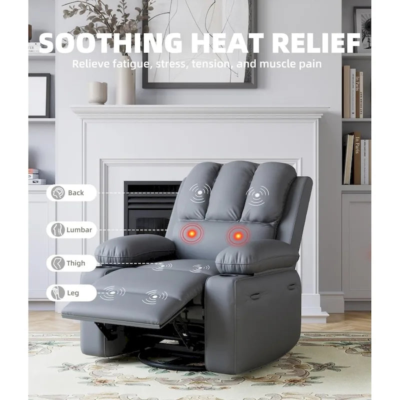 Fauteuils inclinables pivotants à 360° surdimensionnés avec fonction chauffante et massante