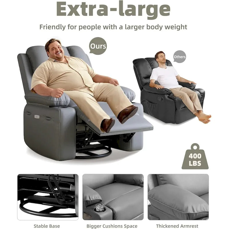 Fauteuils inclinables pivotants à 360° surdimensionnés avec fonction chauffante et massante