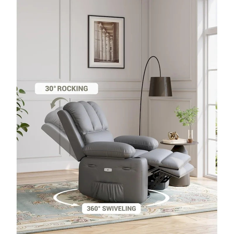 Fauteuils inclinables pivotants à 360° surdimensionnés avec fonction chauffante et massante