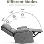 Fauteuils inclinables pivotants à 360° surdimensionnés avec fonction chauffante et massante