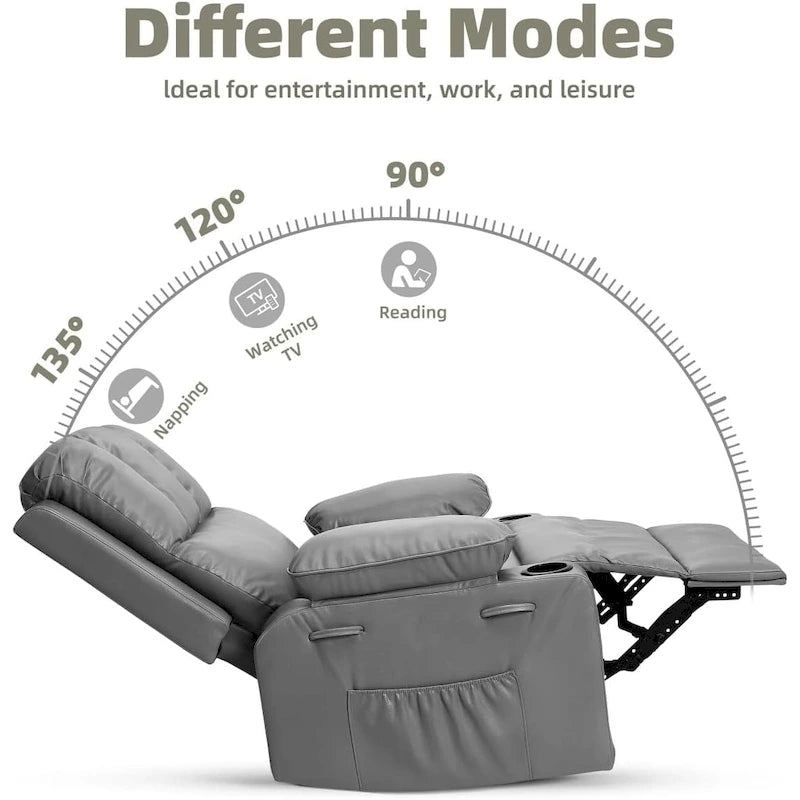 Fauteuils inclinables pivotants à 360° surdimensionnés avec fonction chauffante et massante
