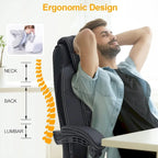 Fauteuil de direction ergonomique chauffant avec massage à 2/4/6 points, repose-pieds rétractable et revêtement en cuir PU