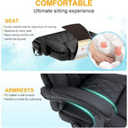 Fauteuil de direction ergonomique chauffant avec massage à 2/4/6 points, repose-pieds rétractable et revêtement en cuir PU