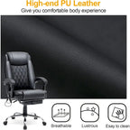 Fauteuil de direction ergonomique chauffant avec massage à 2/4/6 points, repose-pieds rétractable et revêtement en cuir PU