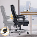 Fauteuil de direction ergonomique chauffant avec massage à 2/4/6 points, repose-pieds rétractable et revêtement en cuir PU