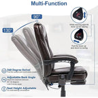 Fauteuil de direction ergonomique chauffant avec massage à 2/4/6 points, repose-pieds rétractable et revêtement en cuir PU