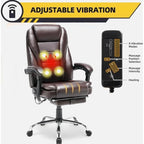 Fauteuil de direction ergonomique chauffant avec massage à 2/4/6 points, repose-pieds rétractable et revêtement en cuir PU