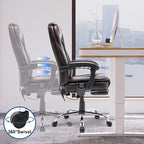 Fauteuil de direction ergonomique chauffant avec massage à 2/4/6 points, repose-pieds rétractable et revêtement en cuir PU