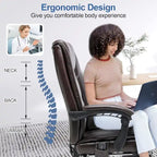 Fauteuil de direction ergonomique chauffant avec massage à 2/4/6 points, repose-pieds rétractable et revêtement en cuir PU