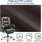 Fauteuil de direction ergonomique chauffant avec massage à 2/4/6 points, repose-pieds rétractable et revêtement en cuir PU