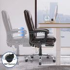 Fauteuil de direction ergonomique chauffant avec massage à 2/4/6 points, repose-pieds rétractable et revêtement en cuir PU